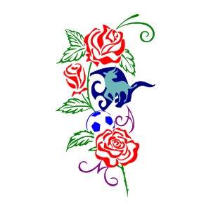 Month of May tribal tattoo with roses and
bulls