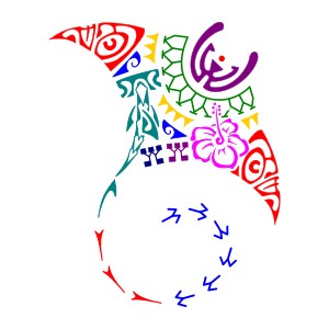 Feminine Polynesian manta tattoo for the
back