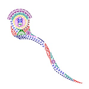 Polynesian shoulder and spiraling band
sleeve tattoo