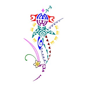 Feminine Polynesian hammerhead shark
tattoo