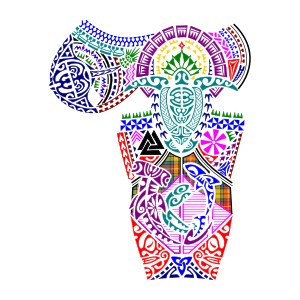 Polynesian Scottish full sleeve and pec
tattoo