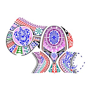 Mixed Polynesian half sleeve and pec
tattoo