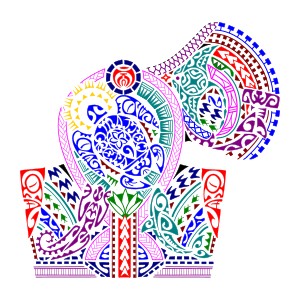 Polynesian half sleeve and shoulder blade
tattoo