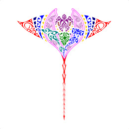 Polynesian manta ray tattoo for upper
back