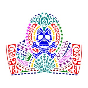 Polynesian style jolly roger half sleeve
tattoo