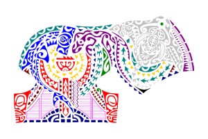 Polynesian style half sleeve and pec
extension tattoo