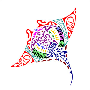 Polynesian manta ray tattoo