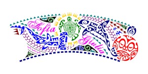 Daughters tribute Polynesian mixed band
tattoo