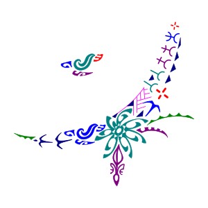 Small feminine Polynesian underbreast
tattoo