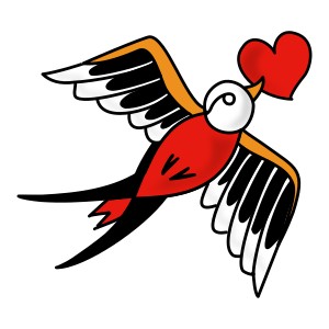 Swallow and heart tattoo photo