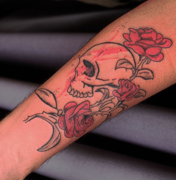 Adam Ink - Skull & roses tattoo
