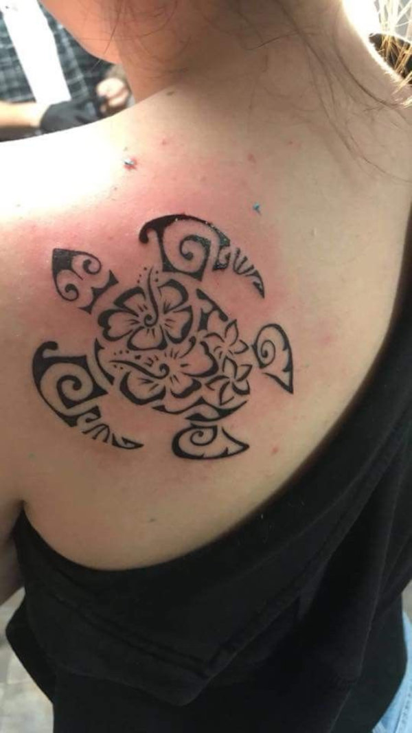 Kimmy - Flowers turtle tattoo photo